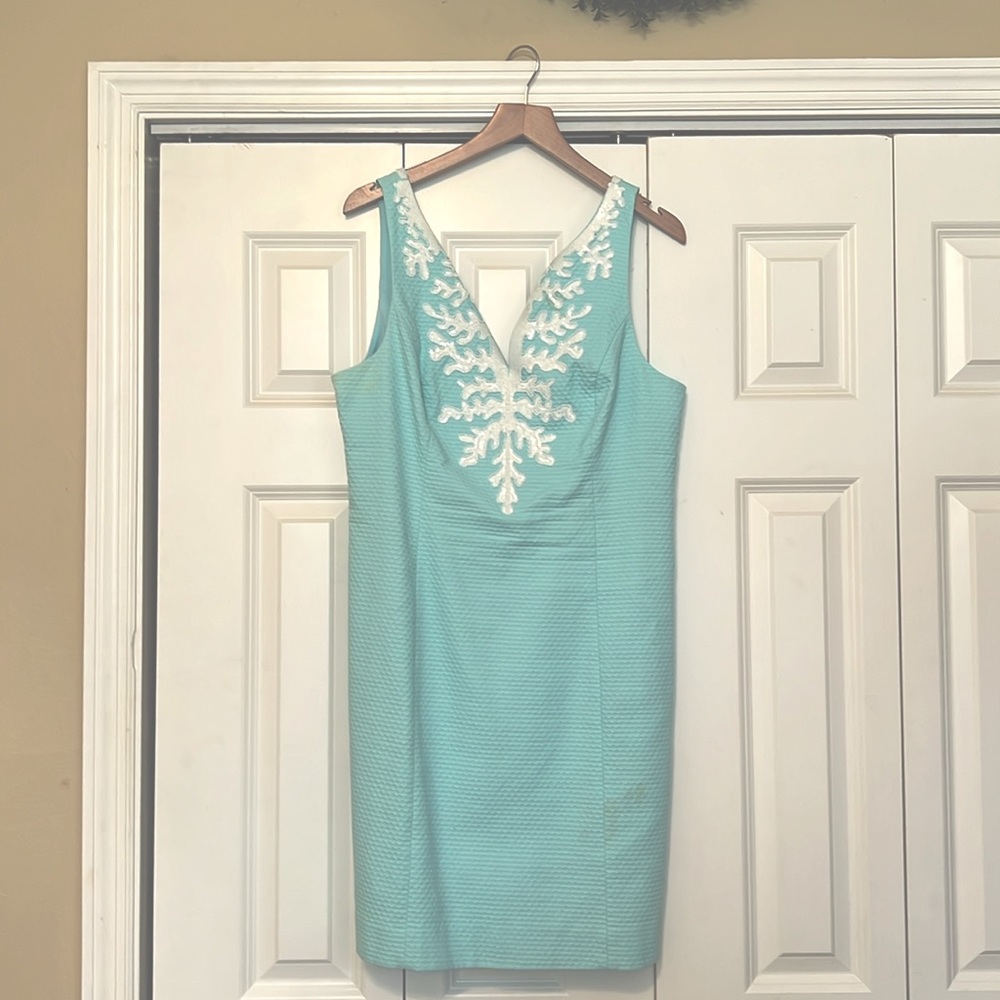 Lilly Pulitzer coral reef turquoise dress